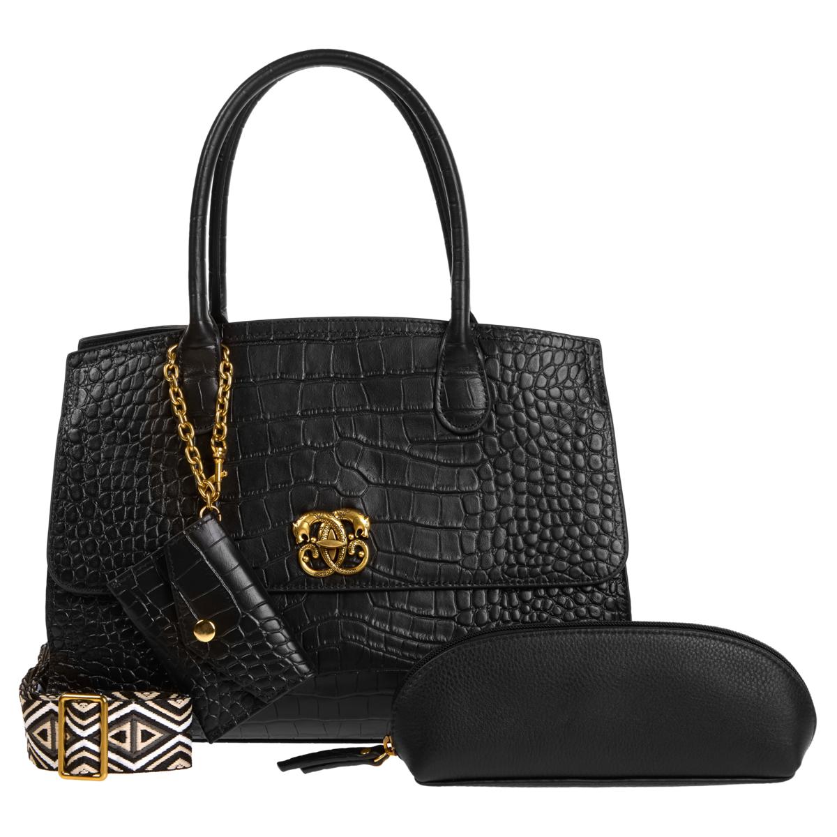 Sharif Legacy Himalayan Croco Embossed Leather 4-piece Tote Set | HSN