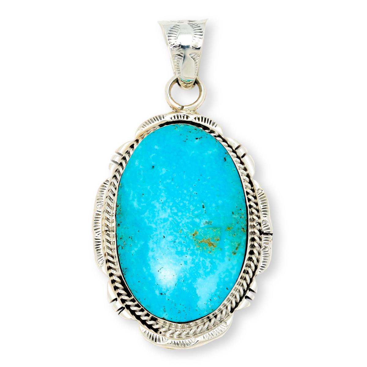 Chaco Canyon Sterling Silver Kingman Turquoise Elongated Oval Pendant | HSN
