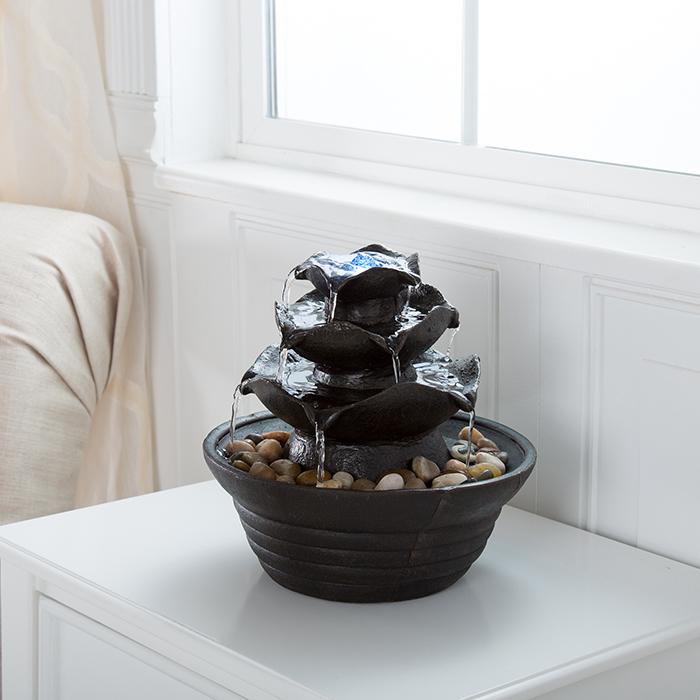 Pure Garden 3Tier Indoor Water Fountain With LED Lights 9465445 HSN