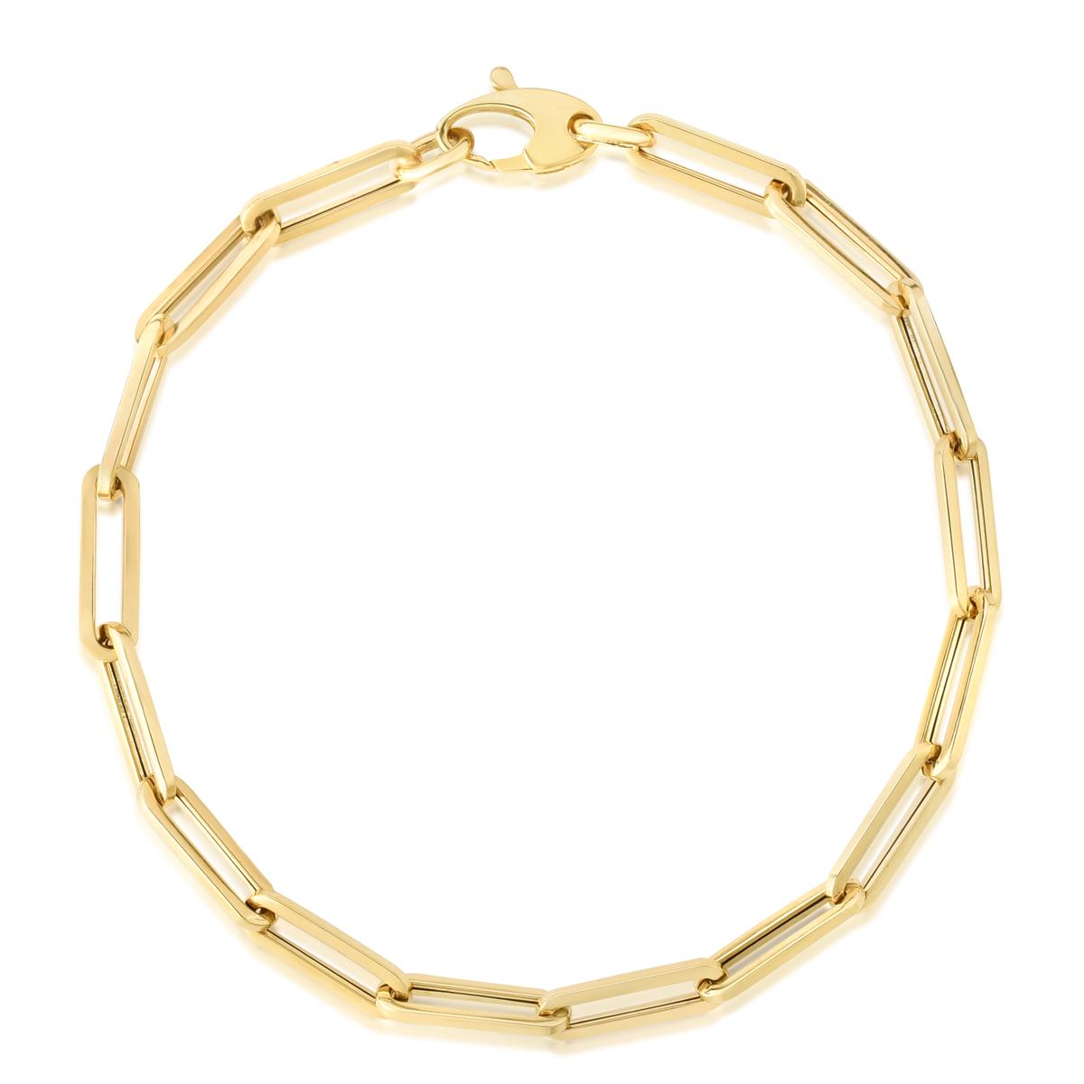 14K Yellow Gold 4.2mm Paperclip Chain Bracelet 9717809 HSN