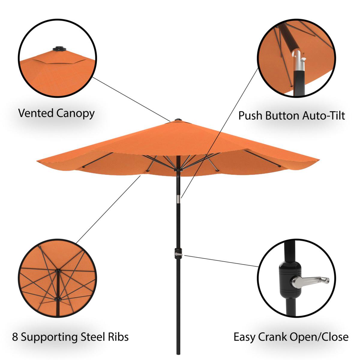 10' Auto-Tilt Patio Umbrella with Easy Crank - Terracotta 10' Auto-Tilt Patio Umbrella with Easy Crank - Terracotta
