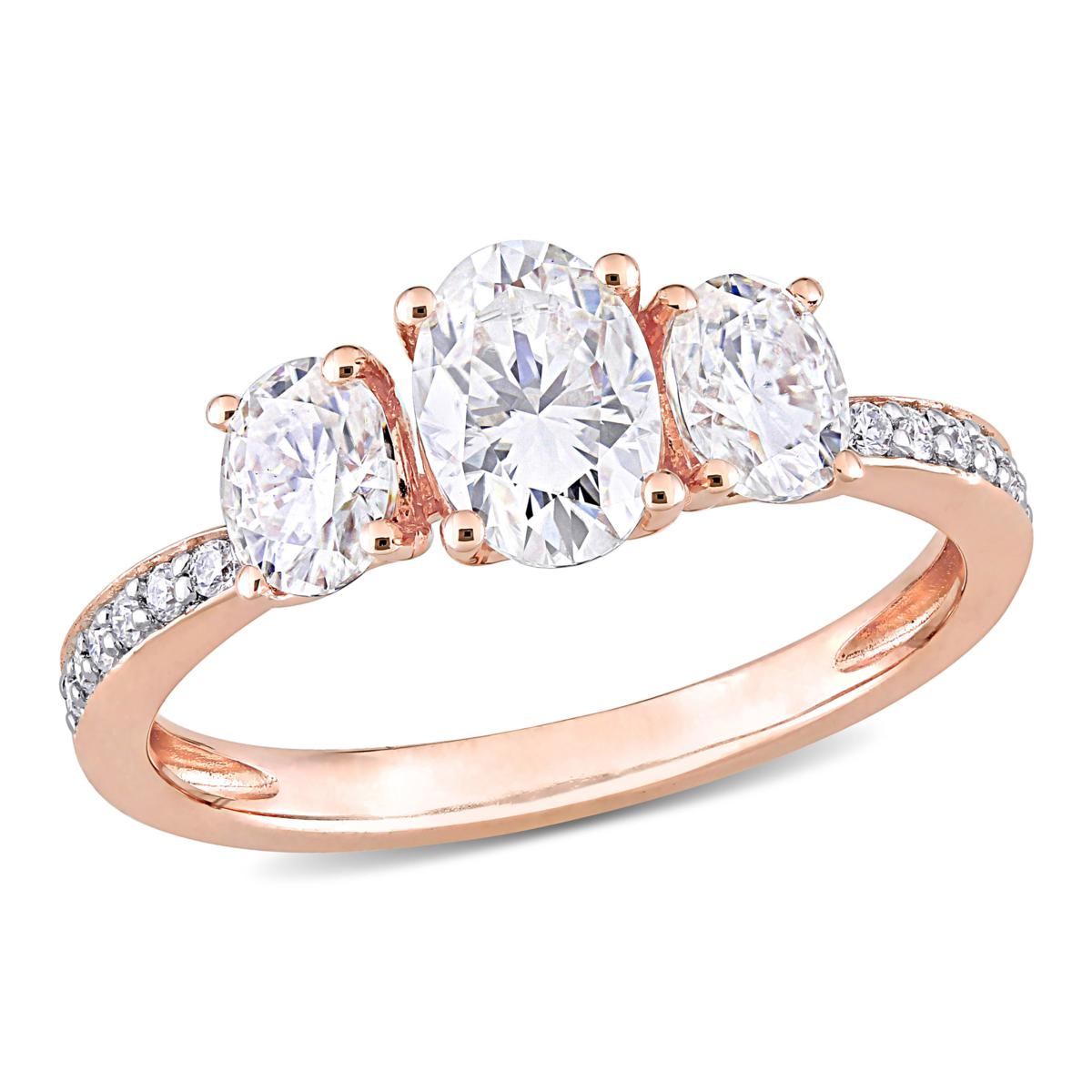 10K Gold 1.57ctw Moissanite Oval Three-Stone Engagement Ring