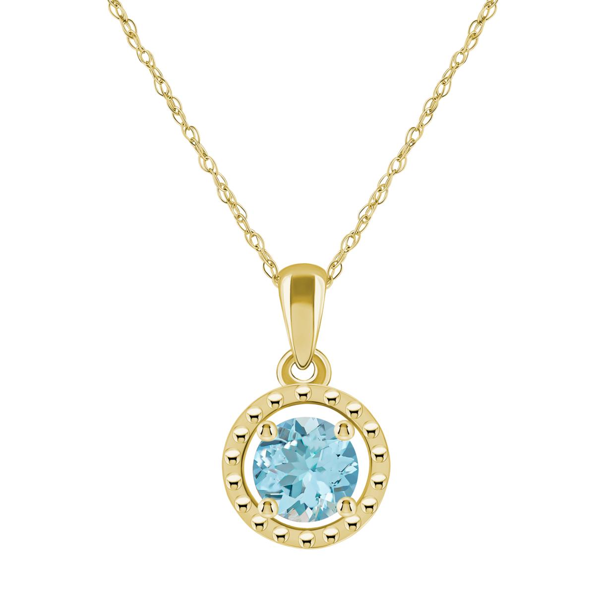 10K Yellow Gold 5mm Round Gemstone Pendant with Chain