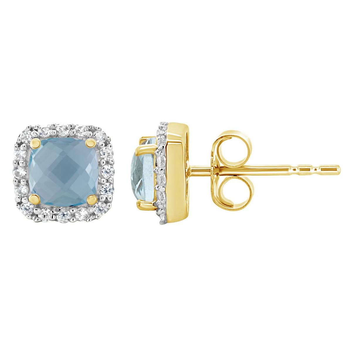 10K Yellow Gold Gem and Created White Sapphire 5mm Stud Earrings ...