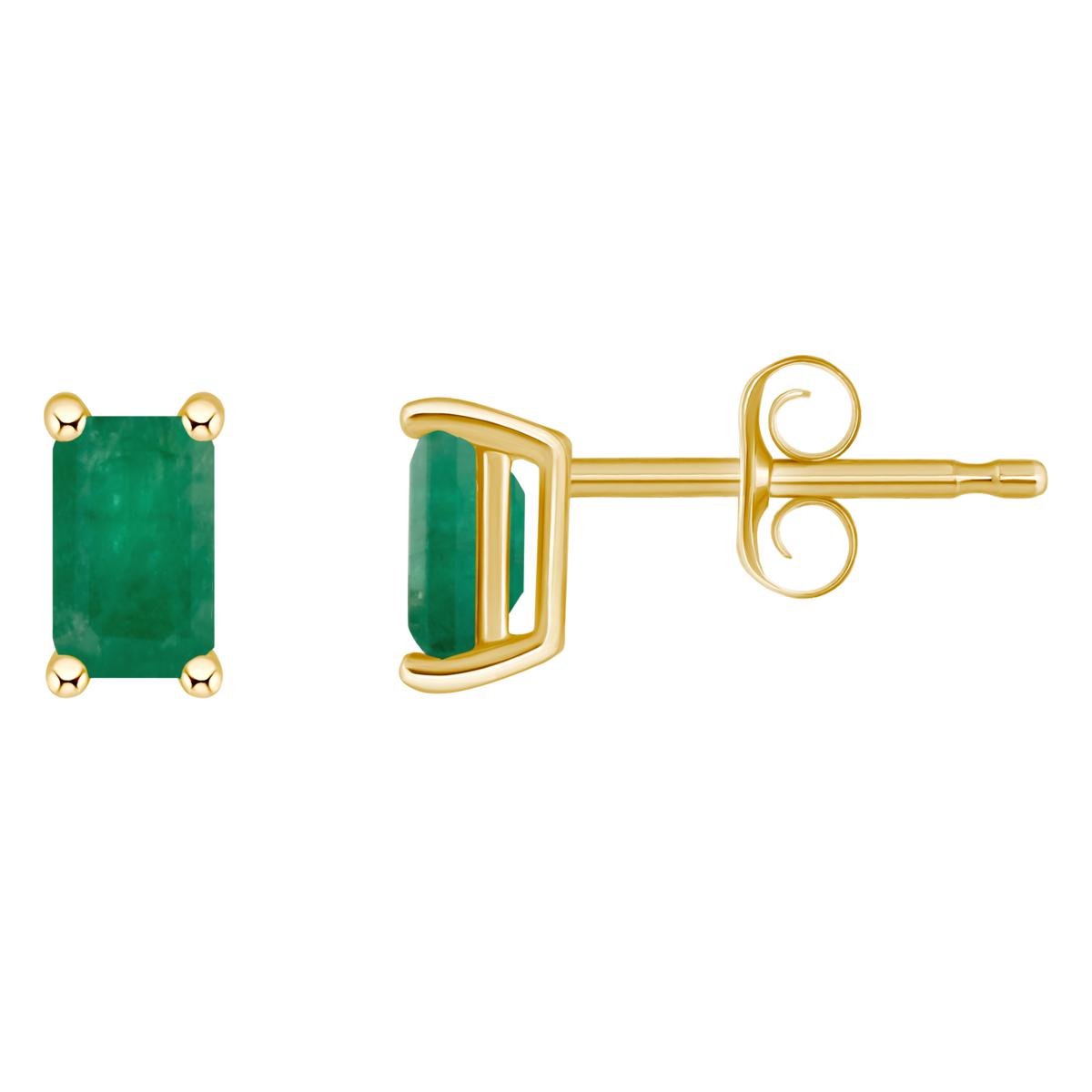 14K Yellow Gold 5x3mm Emerald-Cut Gemstone Stud Earrings