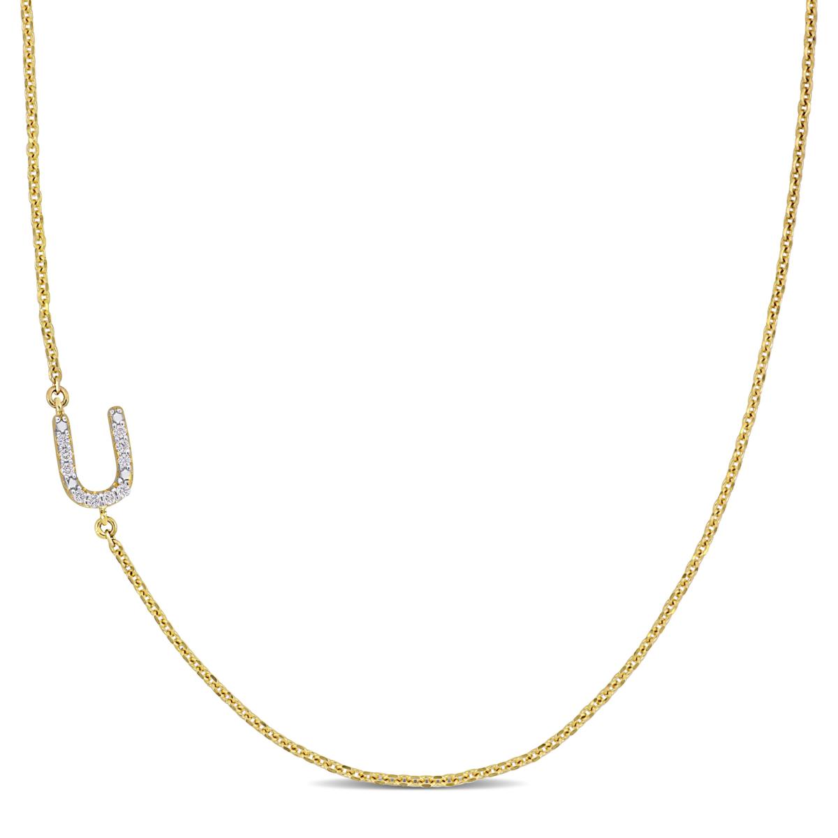 Diamond Letter A Pendant Necklace in 14k Yellow Gold