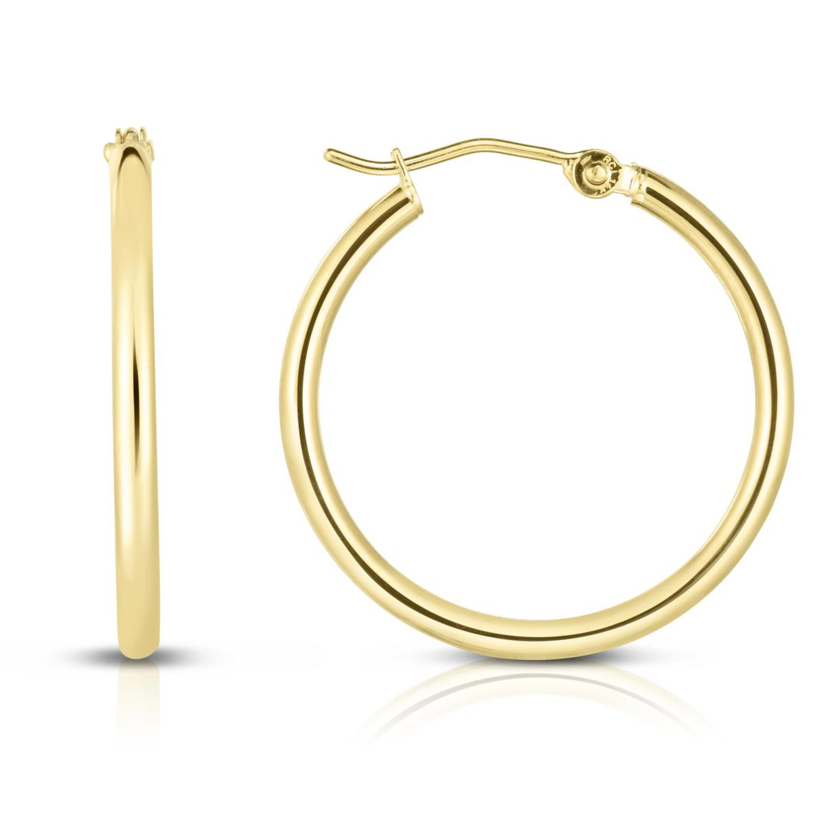 14K Yellow Gold Polished Round Hoop Earring