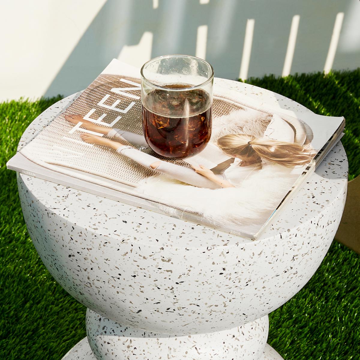 17.25 H Multi functional MGO Faux Terrazzo Garden Stool or Plant Stand