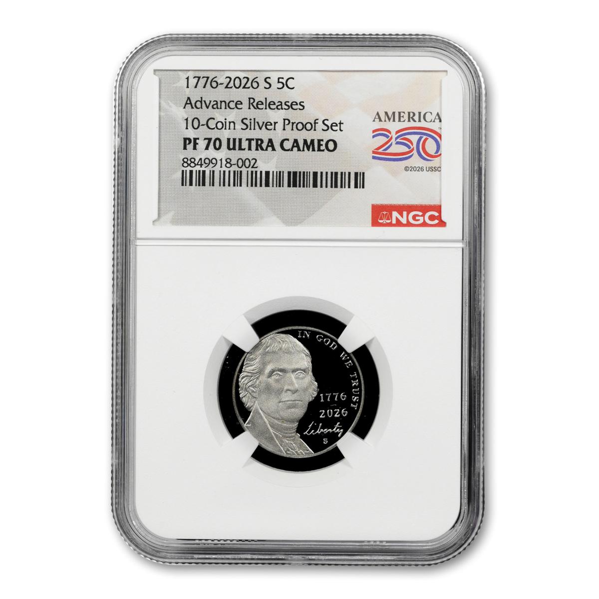 1776-2026 Jefferson Nickel Proof NGC 70 Advanced Release America