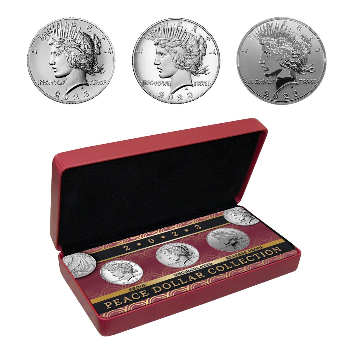 2023 Uncirculated Proof and Reverse Proof Peace Silver Dollar Set