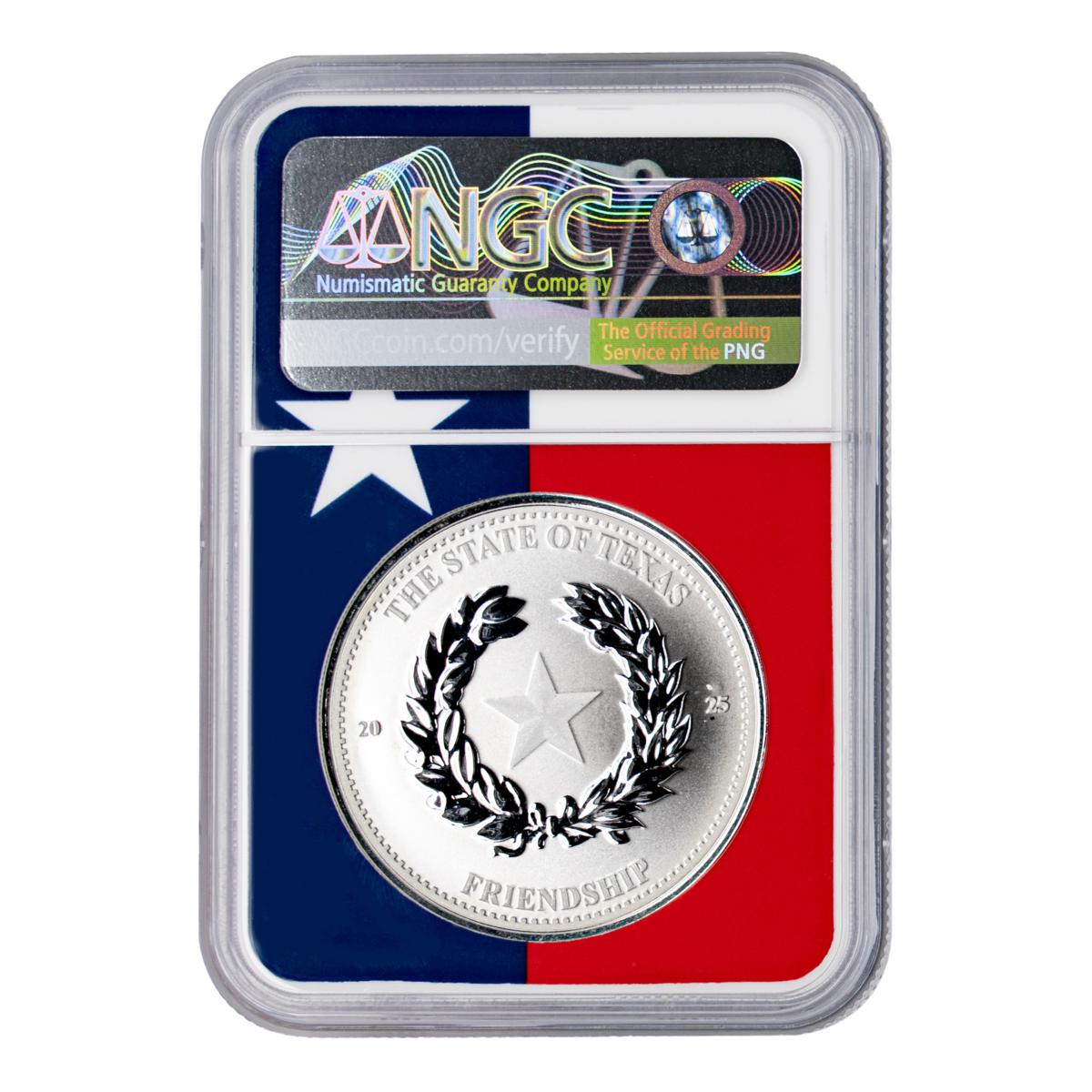 2025 1oz Silver Texas State Commemorative TX Flag Core NGC 70 | HSN