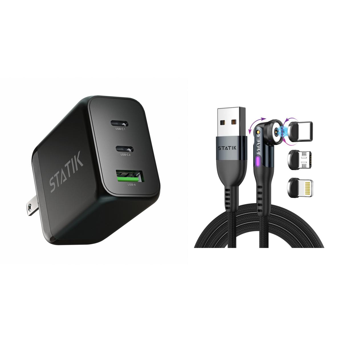 65W GaN Power Adapter with Statik 360 Universal Charge Cable