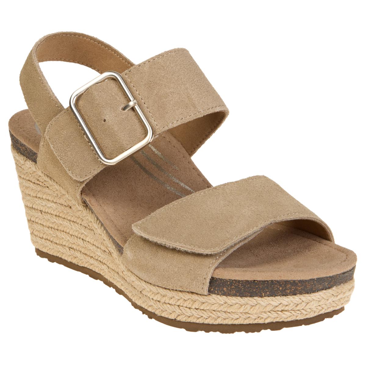 Aetrex® Avery Suede Espadrille Wedge Orthotic Sandal 23449874 HSN