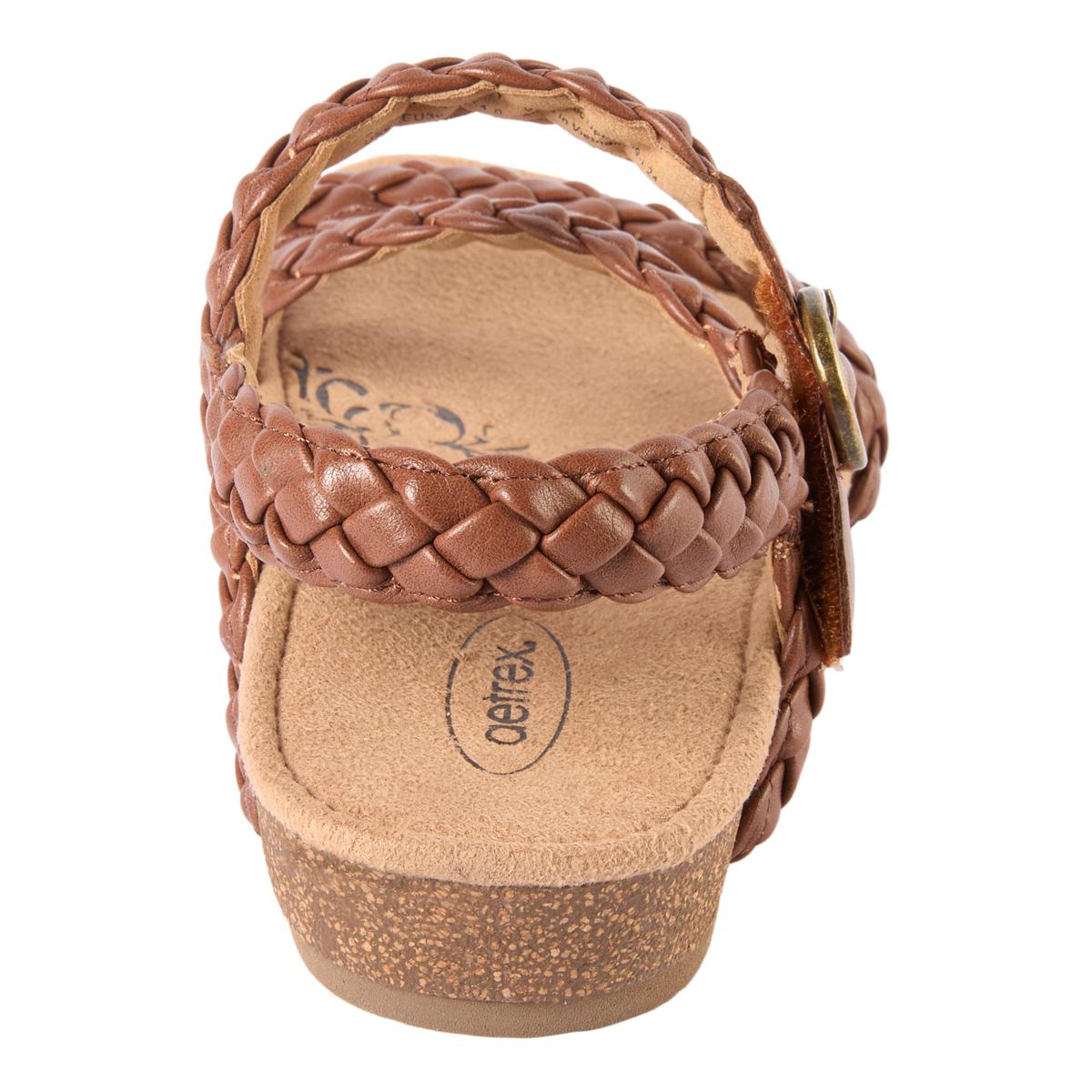 Aetrex Kennedy Arch Support Memory Foam Cork Adjustable Sandal | HSN