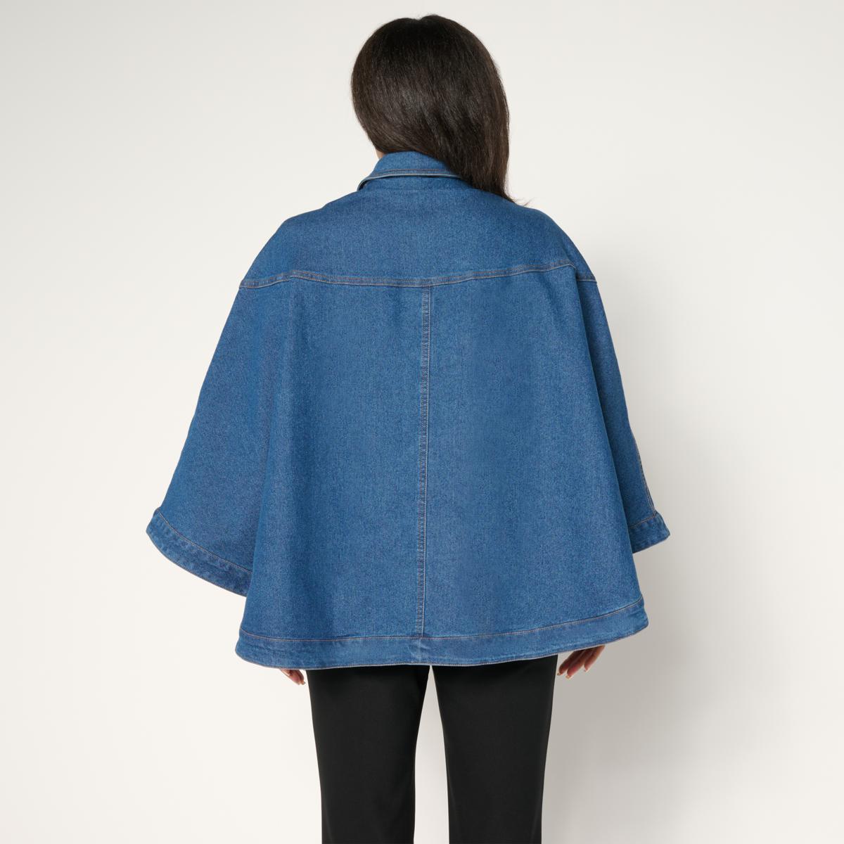 Antthony Button-Down Denim Poncho - 23648807 | HSN