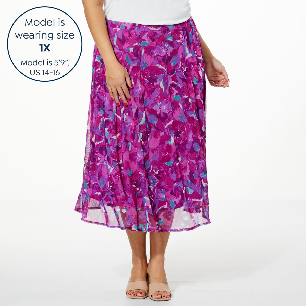 Printed Mesh A Line Midi Skirt, M&S Collection