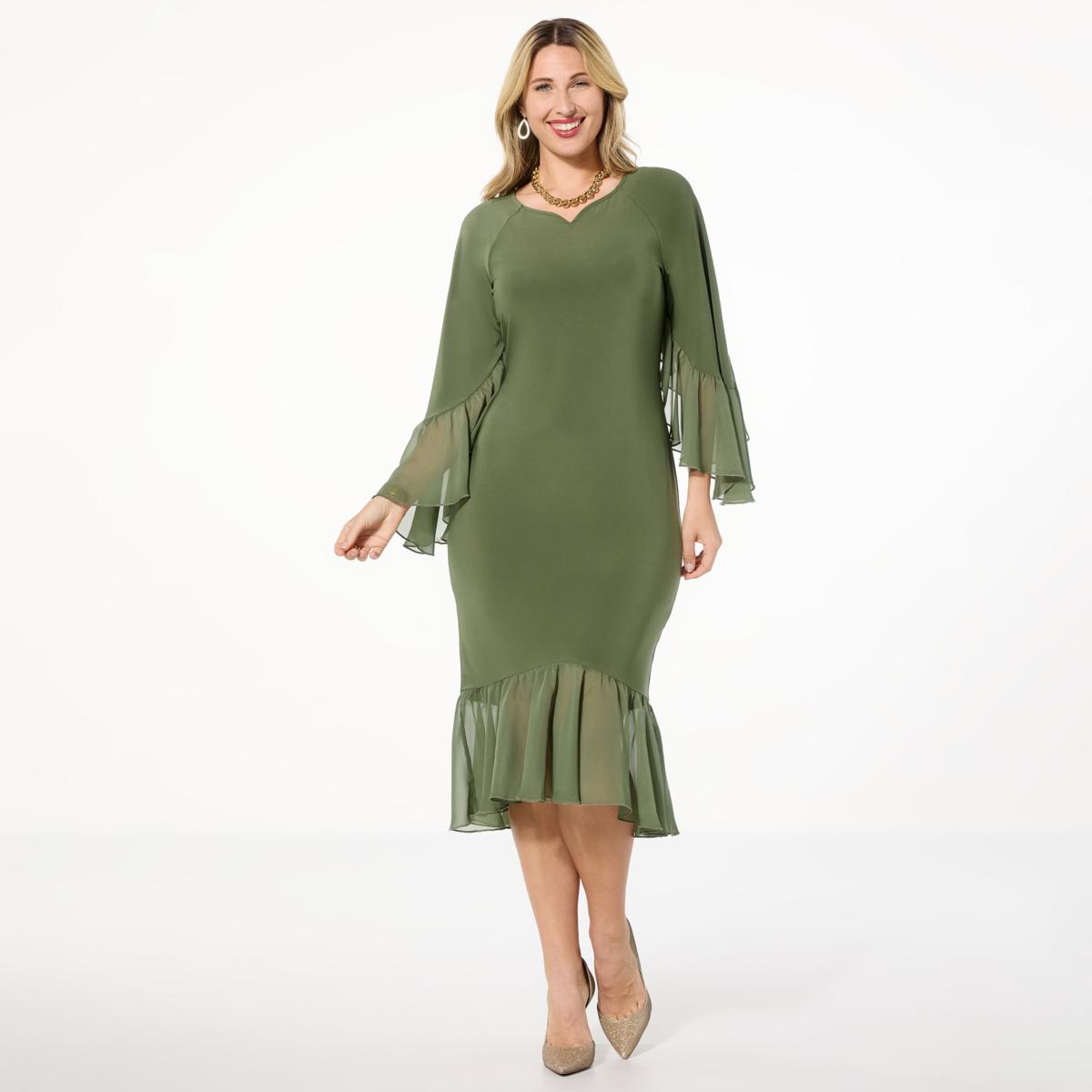 Antthony Ruffled Sleeve Midi Dress - 23368522 | HSN