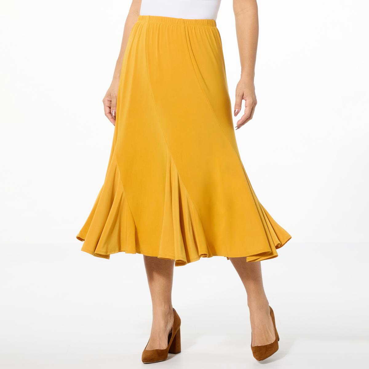 【INCHANT ME】Unbalanced Frill Midi Skirt Frill Stripe Midi Skirt (2C) - INCHANT ME