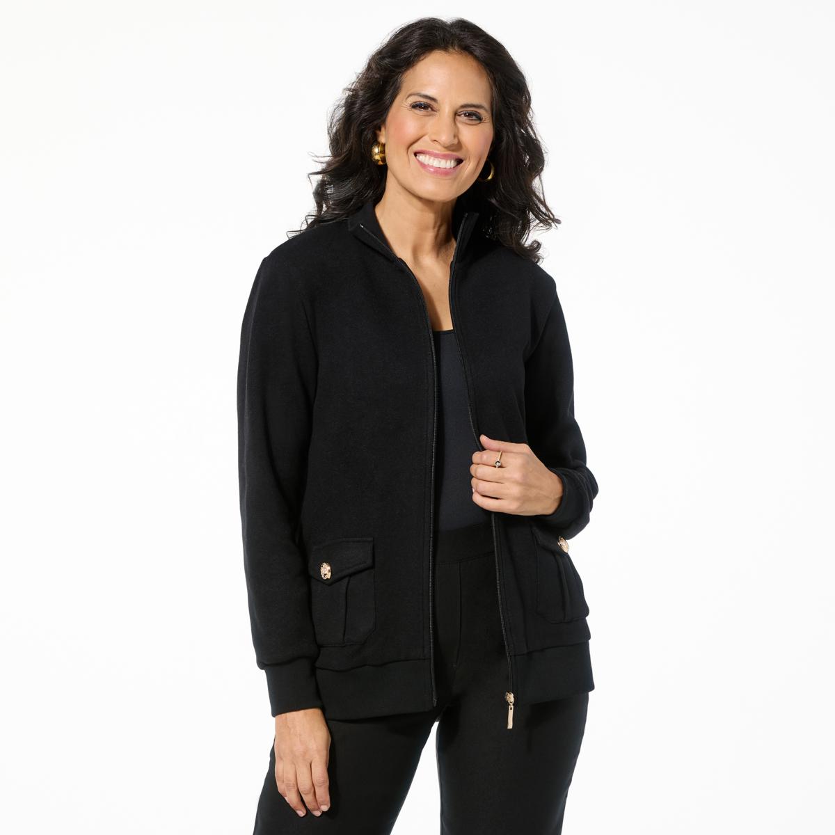 Antthony Sweater Knit Jogger Jacket with Printed Satin Back