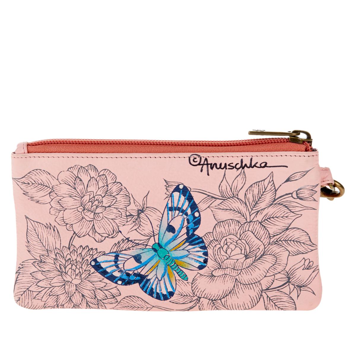 As Is Anuschka Hand-Painted Leather Organizer Block Wallet - 20487222