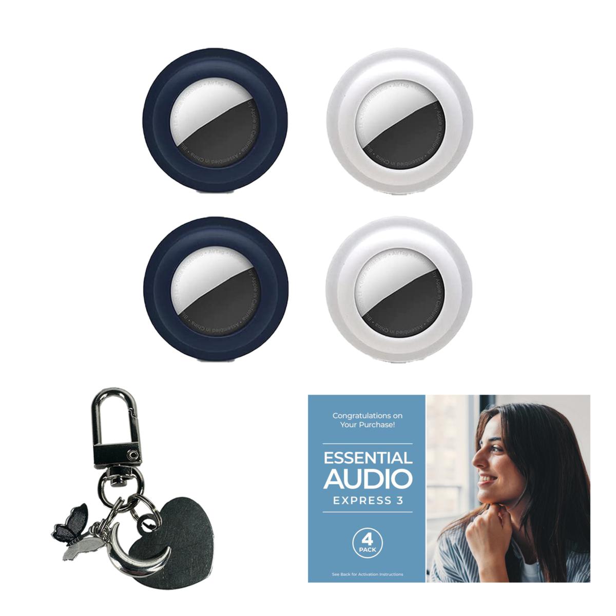 Apple AirTags 4-pack with Silicone Case and Silvertone Charms | HSN