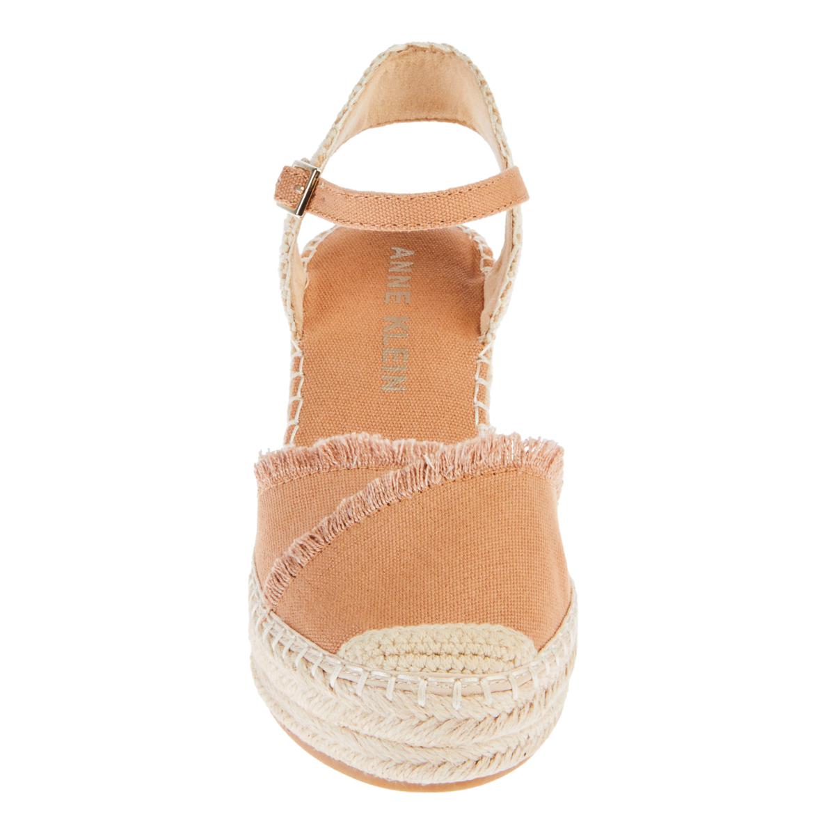 ANNE KLEIN Womens Akcabria Gold Animal Print Espadrille Wedge Sandals Size  7M Sandals