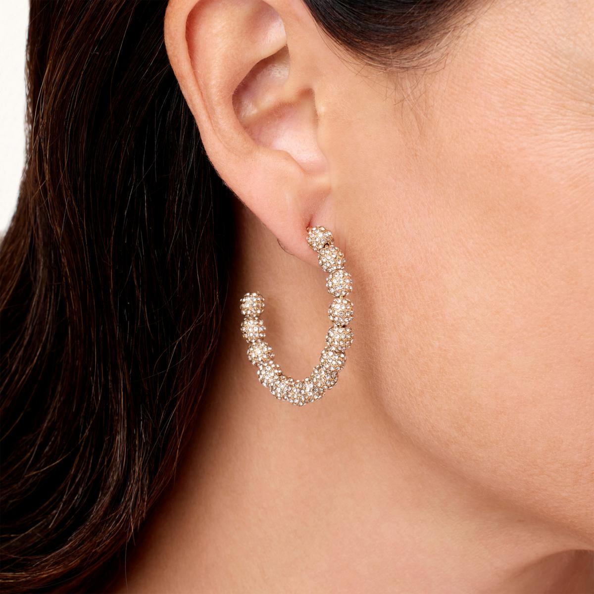 As Is BAUBLEBAR Erica Goldtone Pave Ball Hoop Earrings 20874475 HSN