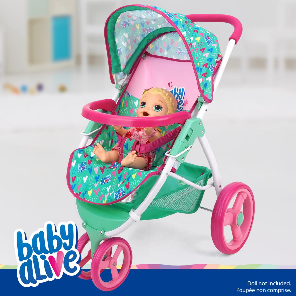 Baby Alive Doll Jogging Stroller - Green, Pink, Hearts | HSN