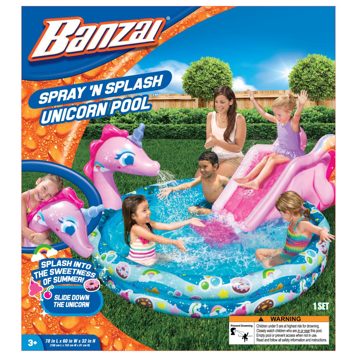 Banzai Spray 'N Splash 60" Unicorn Pool - 20454138 | HSN