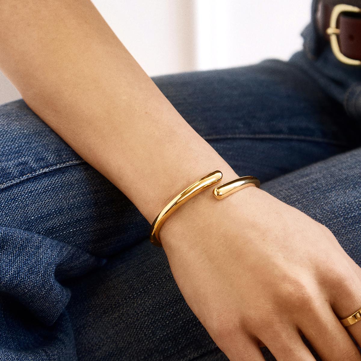 BAUBLEBAR Ashton Goldtone Hinged Bypass Cuff Bangle Bracelet