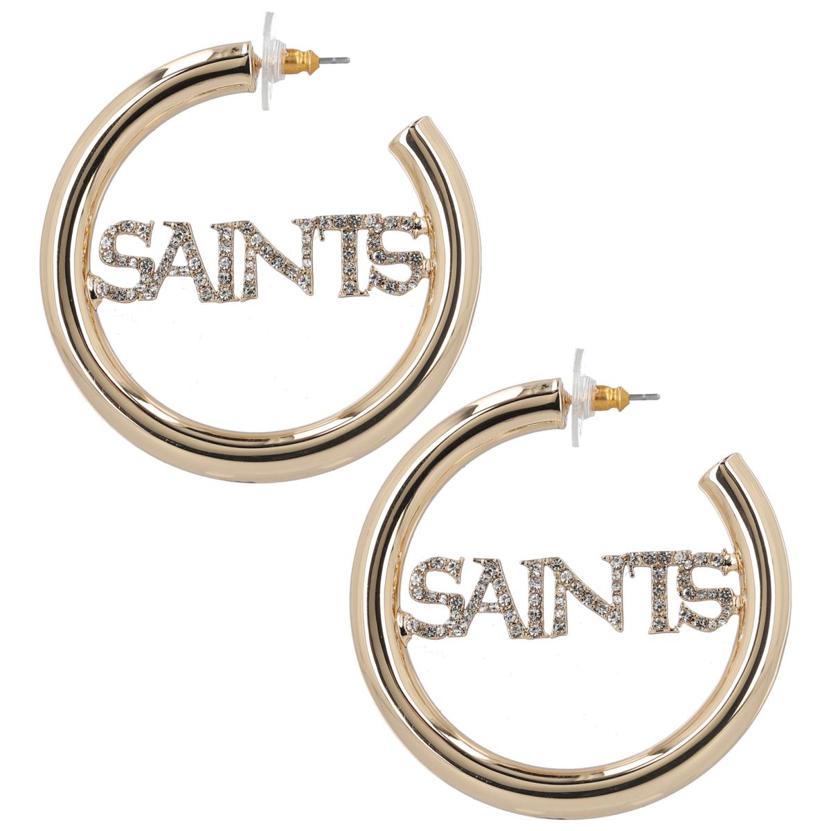 BaubleBar New Orleans Saints Logo Large Hoop Earrings 22197477 HSN