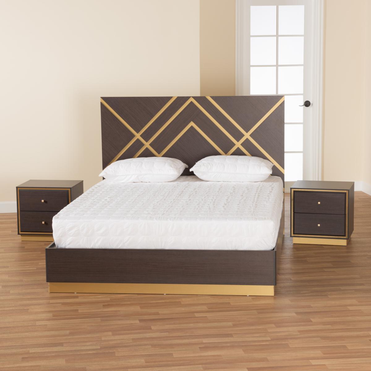 Baxton Studio Arcelia Contemporary Wood Queen Size 3 Piece Bedroom