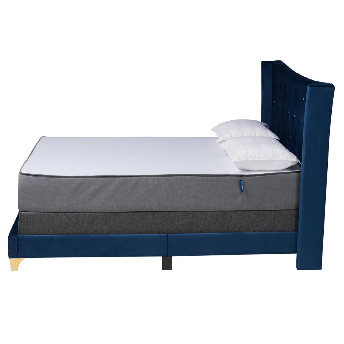 Baxton Studio Easton Contemporary Velvet and Metal Queen Panel Bed