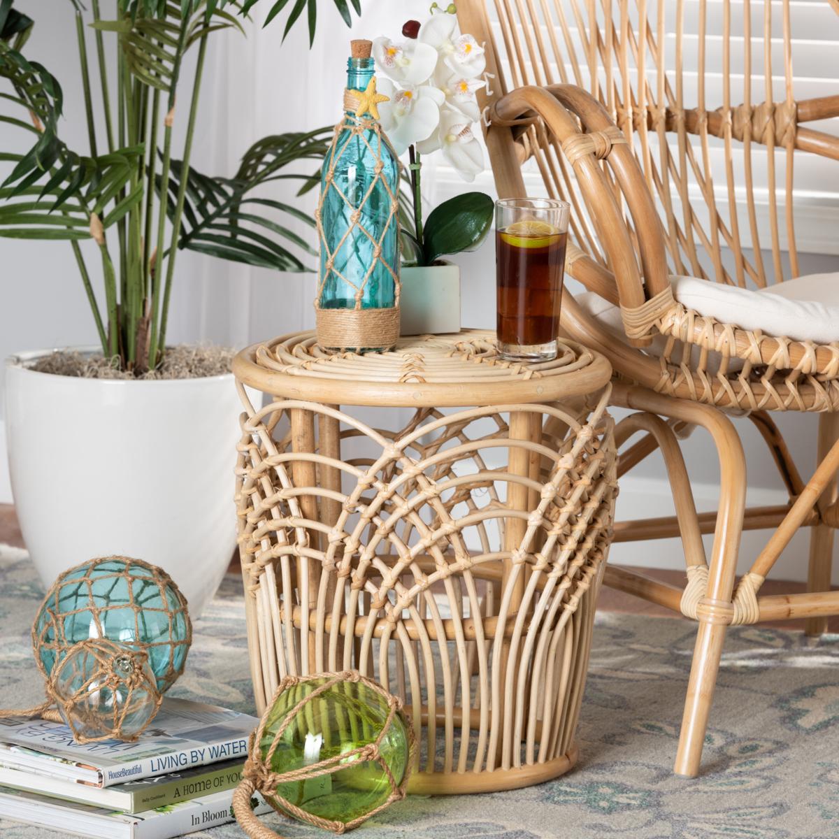 Baxton Studio Edena Modern Bohemian Rattan End Table