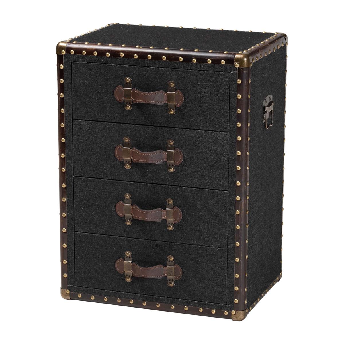 Baxton Studio Jaelyn Vintage-Inspired Wood & Canvas End Table