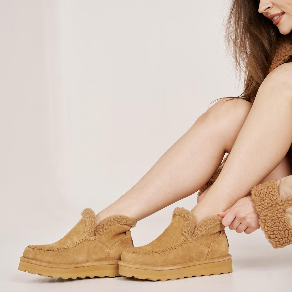 BEARPAW® Maeve Platform Suede Bootie with Rain Stain Repellent