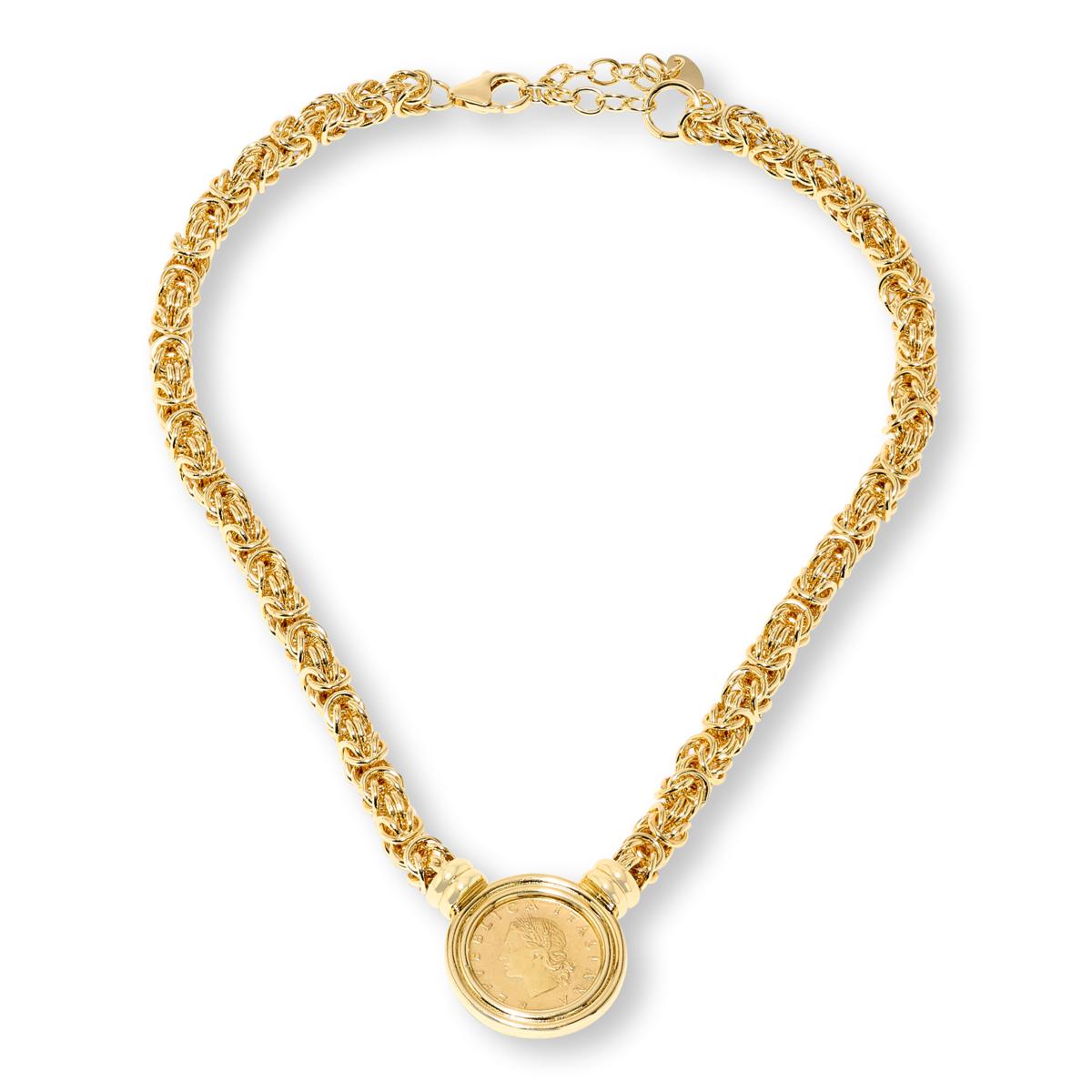 Bellezza 20 Lira Coin Bronze Byzantine Chain Necklace | HSN