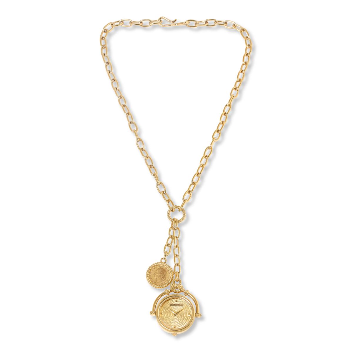 Bellezza 20 Lira Coin Double Drop Pendant Watch Necklace - 23283858 | HSN