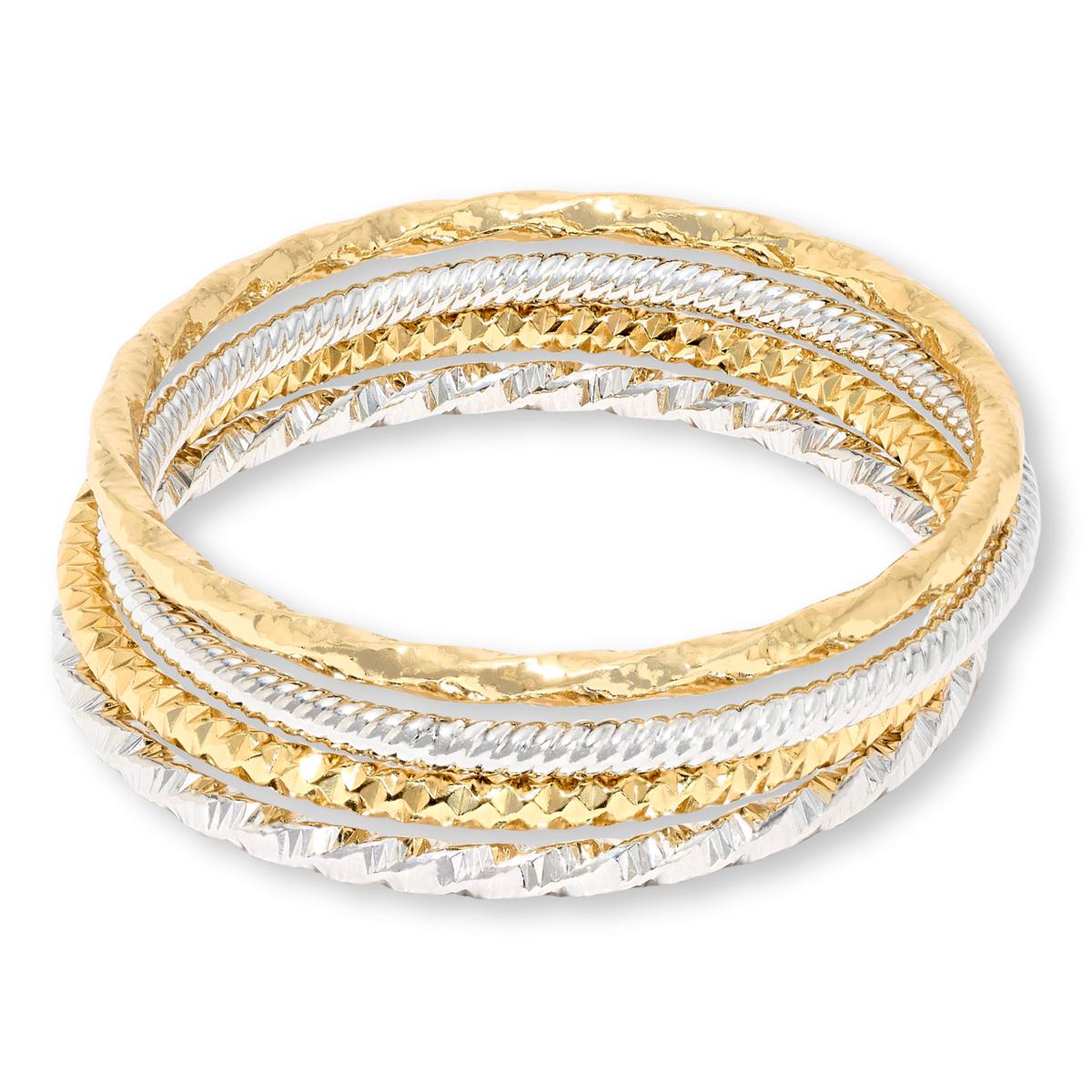 Bellezza Bronze Set of 4 Textured Slip-On Bangles | HSN