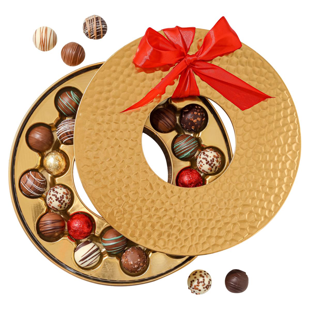 Bonnie & Pop Golden Wreath 24-count Chocolate Truffle Gift Tin ...