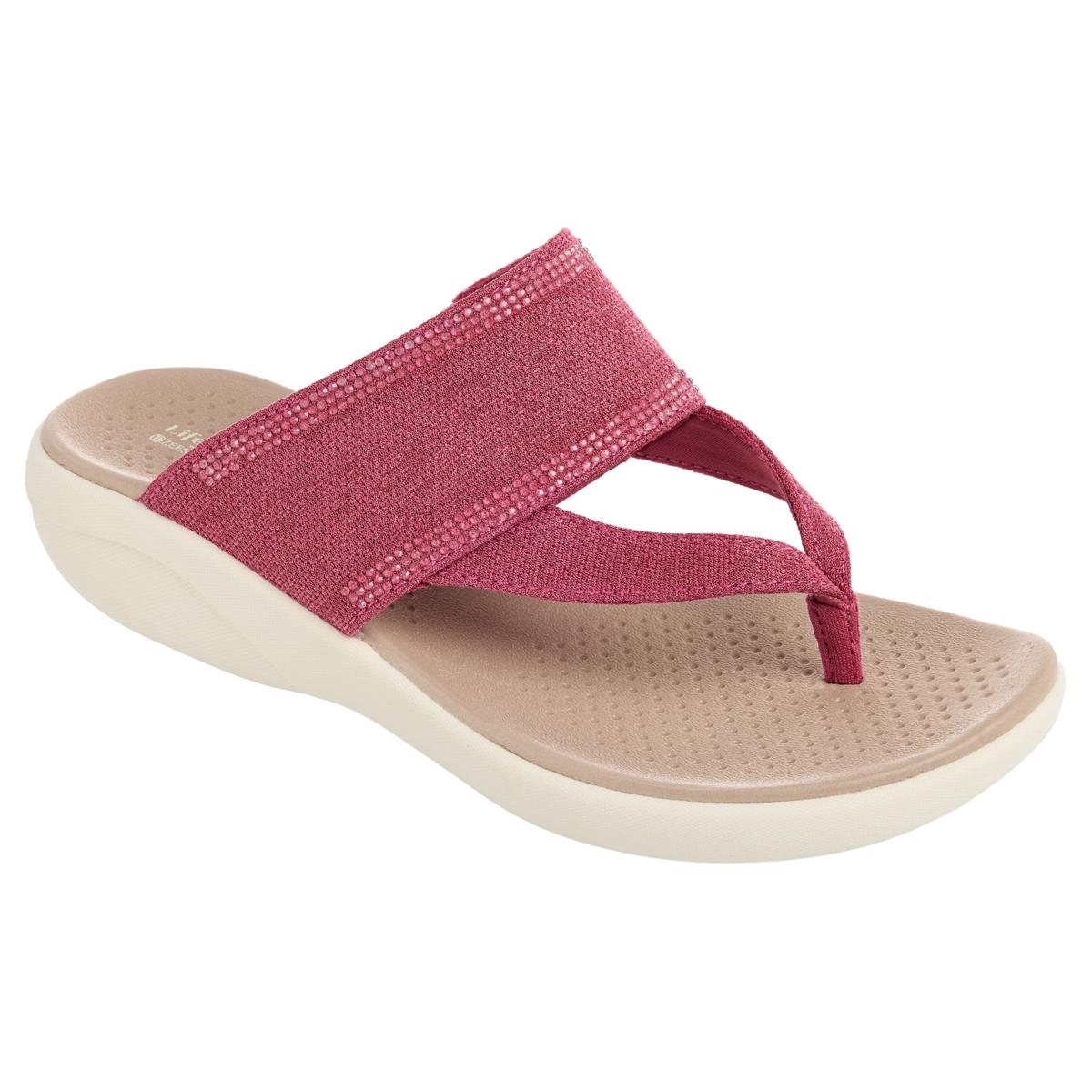 BZees Canvas Bright Thong Wedge Sandal 23490520 HSN