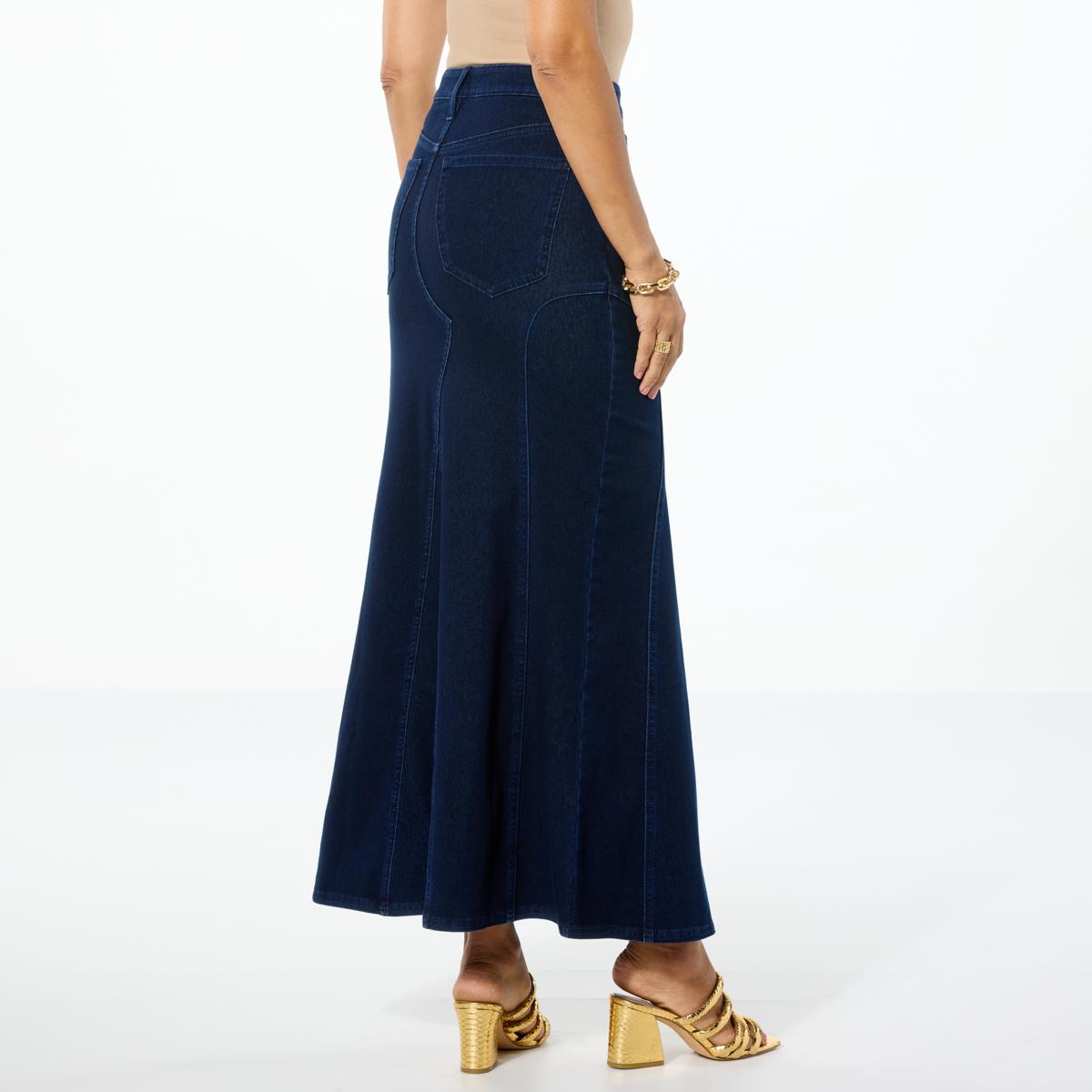 C Wonder by Christian Siriano Denim Paneled Maxi Skirt