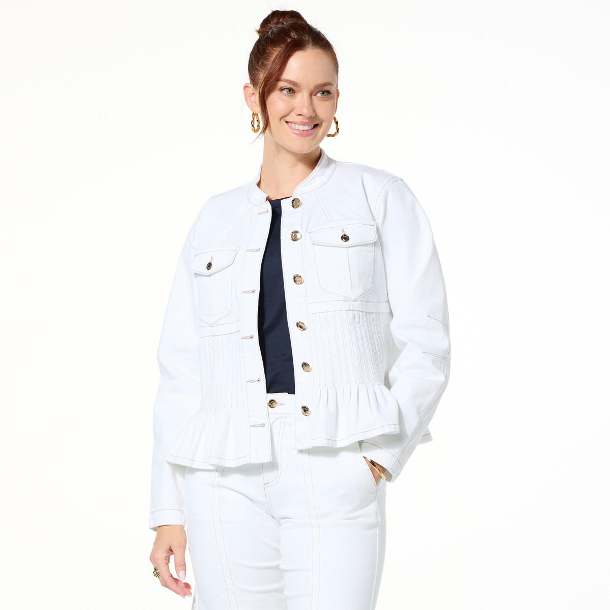 C Wonder by Christian Siriano Pleated Denim Jacket