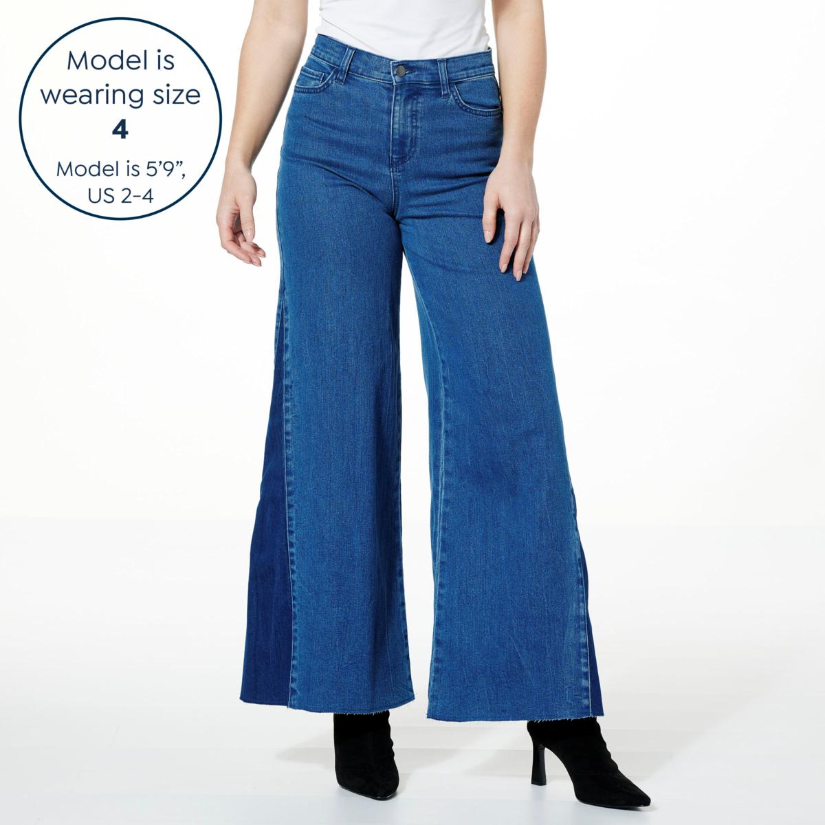 Women Wide Leg Jeans Seamed Front Wide Leg Jeans Solid Color Casual  Trousers US