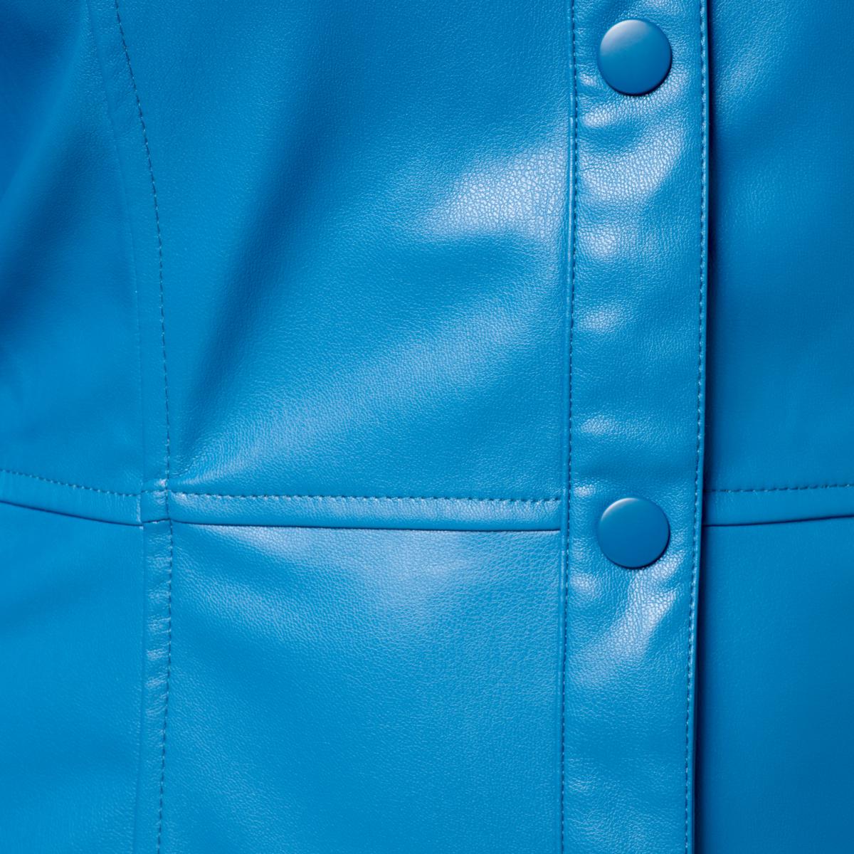 knee length dresses for ladies Blue Faux Leather Short Butterfly Sleeves Button Up Jacket Dress – Hot  Miami Styles main image 1
