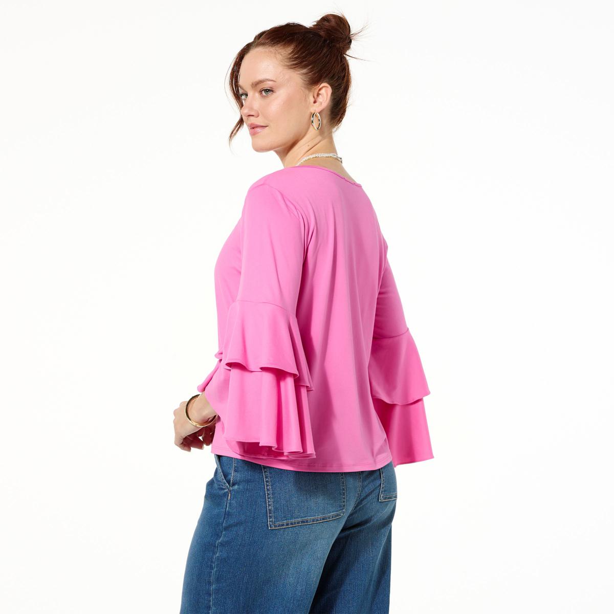 C Wonder Flounce Sleeve Top | HSN