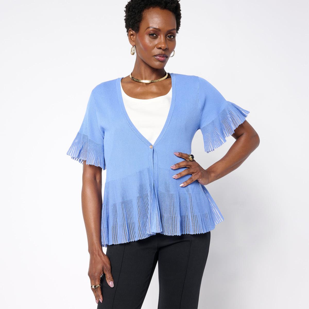 C Wonder Pleat Knit Sweater Topper | HSN