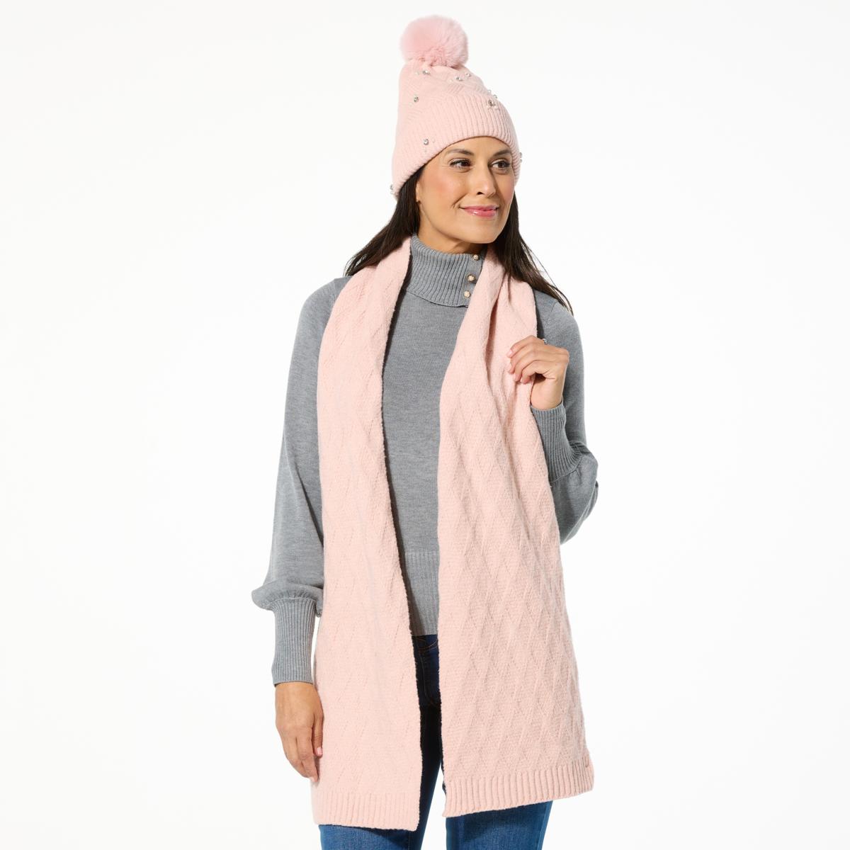 C Wonder Pom-Pom Beanie & Scarf Gift Set | HSN