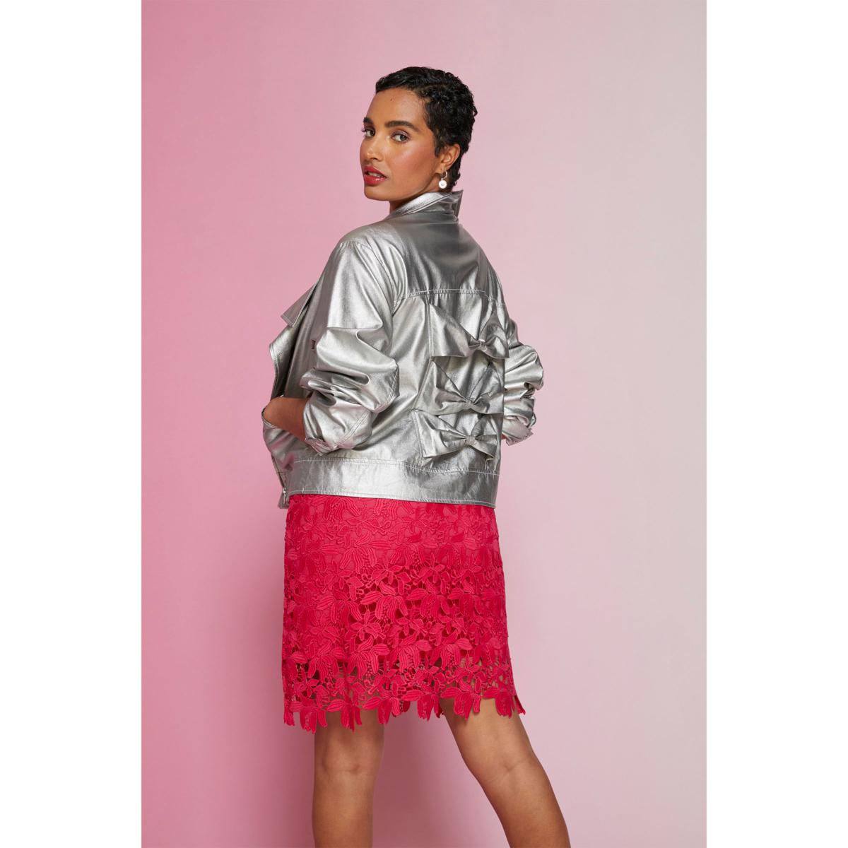 C Wonder Runway Collection Metallic Faux Leather Cropped