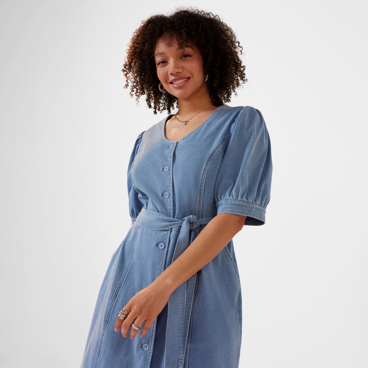 white christmas dresses Steve Madden Julieta Denim Midi Dress Forever Blue / 4 main image 0